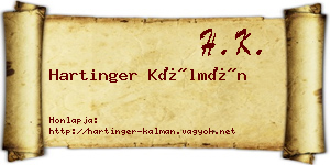 Hartinger Kálmán névjegykártya